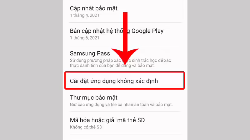 Cho phép thiết bị cài đặt ứng dụng không rõ nguồn gốc